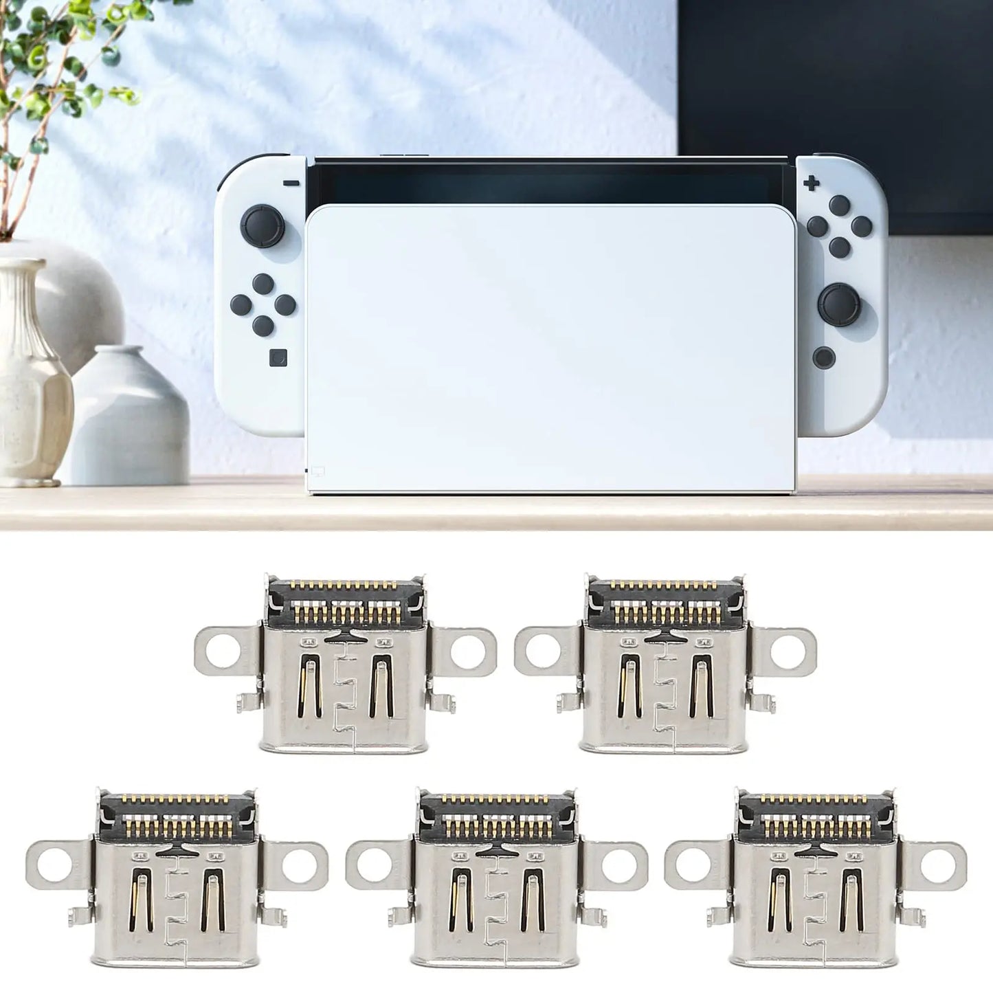 5pcs Charging Port For Nintendo Switch OLED USB Charger Port Repair Parts Usb-C Connector Charging Socket New