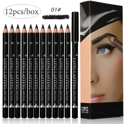 6/12Pcs Eye Brow Pencil Waterproof Professional Women Eye Makeup Pen Easy Color Natural Black Brown Cosmetic Beauty Eyebrow Tool