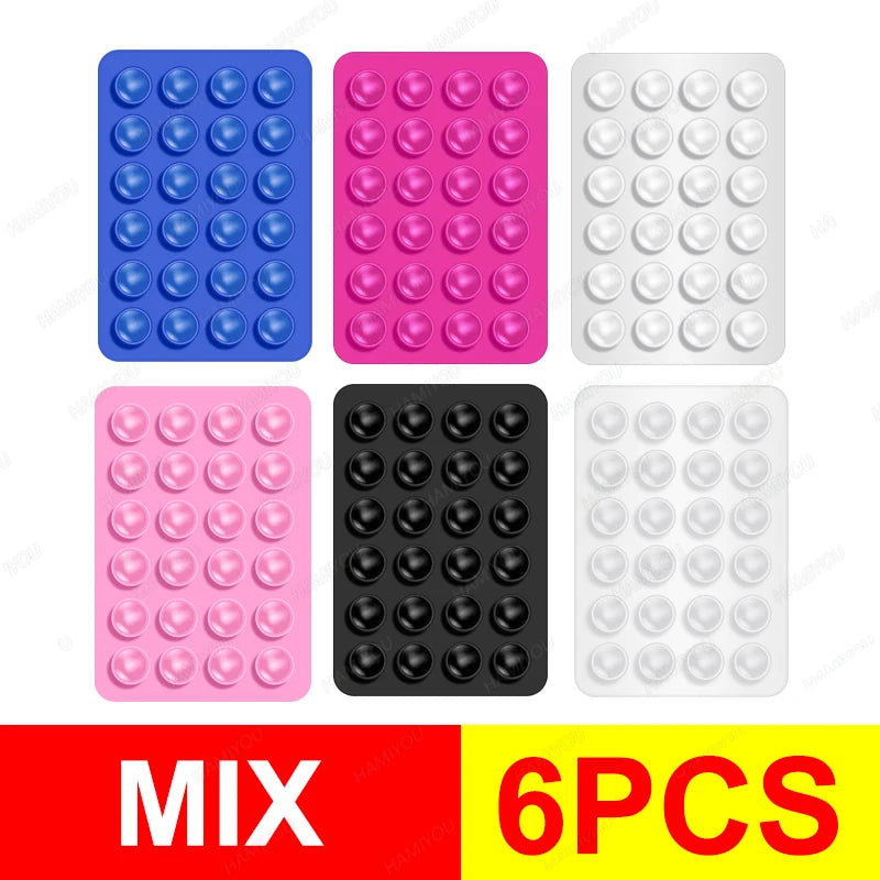 PC 6-1Pack Mount Anti-Slip Hands-Free Colorful Silicone Stands Suction Phone Case Adhesive Sticky Cell Phone Strong Grip Holder