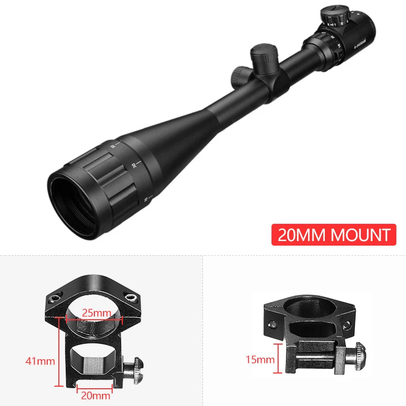 6-24x50 Aoe Riflescope Adjustable Green Red Dot Hunting Light Tactical Scope Reticle Sniper Optical Rifle Sight