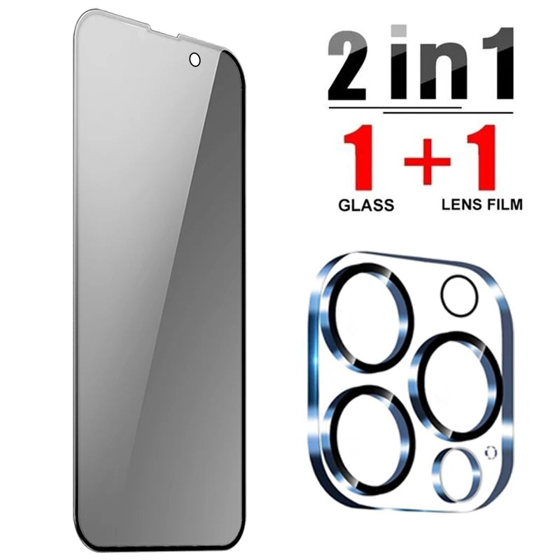 6 In 1 Privacy Tempered Glass Screen Protector & Back Camera Clear Glass Film For iPhone 16 Pro MAX Plus Protective Films