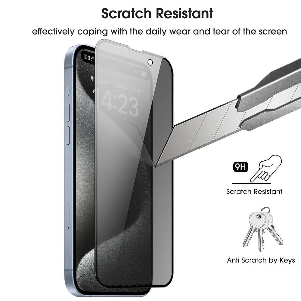 6 In 1 Privacy Tempered Glass Screen Protector & Back Camera Clear Glass Film For iPhone 16 Pro MAX Plus Protective Films