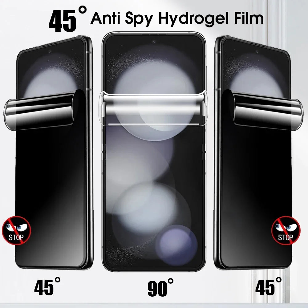 6 In1 Anti-Spy Hydrogel Film For Samsung Galaxy Z Flip 6 Flip6 Privacy Screen Protector For Galaxy ZFlip6 5G Lens Tempered Glass