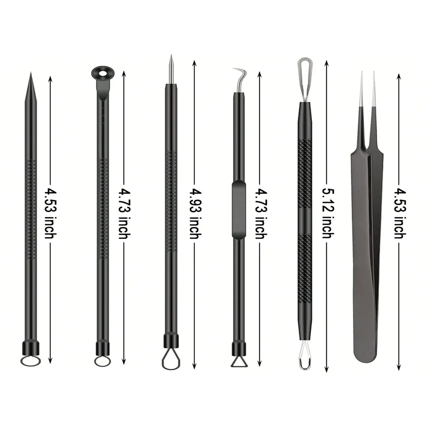 6 Pieces Blackhead Remover Clip Acne Needle Tool Set Nose Blackhead Remover Facial Skin Blemish Extractor Tool Black Set