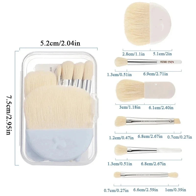 6Pcs Mini Box Makeup Brushes Portable Cosmetic Powder Foundation Blush Blending Concealer Make Up Brushes Beauty Makeup Tools