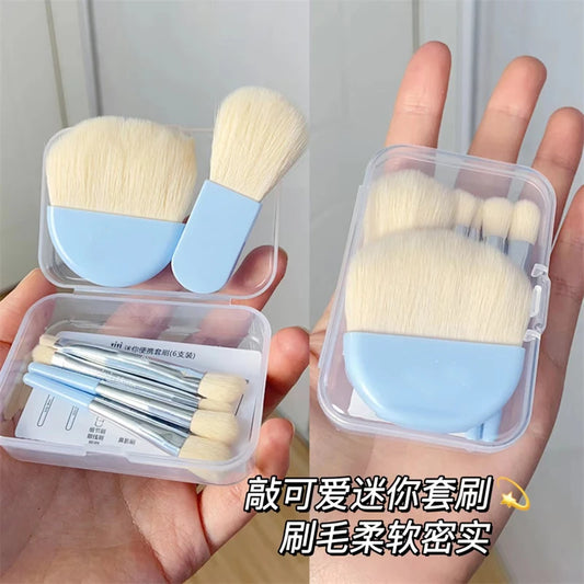 6Pcs Mini Box Makeup Brushes Portable Cosmetic Powder Foundation Blush Blending Concealer Make Up Brushes Beauty Makeup Tools