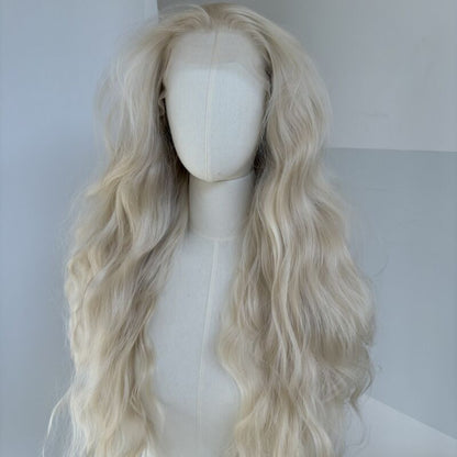 Halloween Dress Up Wig Bleach Blonde Long Straight Heat Resistant Hair Soft