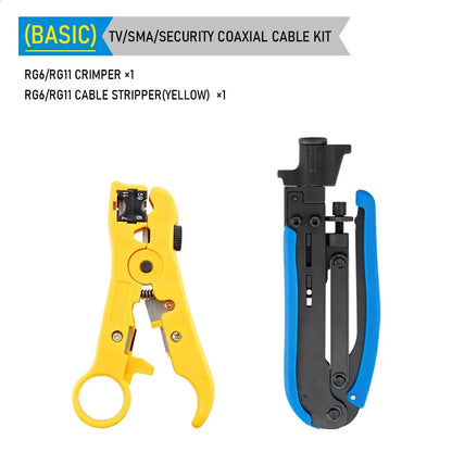 New RG6 RG59 RG7 RG11 Wire Stripper Crimping Tool Kit Coaxial Cable Crimper