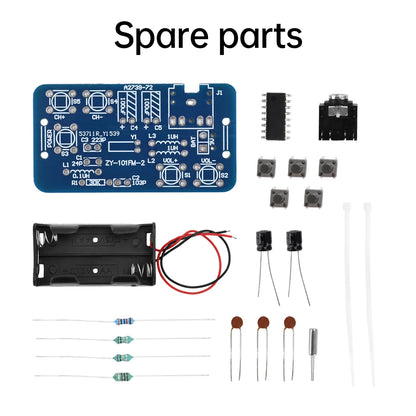 76-108MHz Adjustable Frequency FM Radio DIY Kit  Volume Control With Power Switch Soldering Practice Kit Electronic Teaching