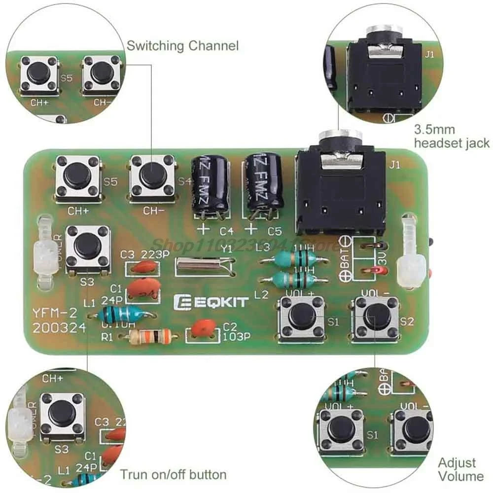 76-108MHz FM Stereo Radio DIY Electronic Kit Wireless FM Receiver Transmitter Module Microphone Board Soldering Practice Project