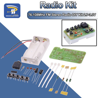 76-108MHz FM Stereo Radio DIY Kit Wireless FM Receiver Module DC 2.7V-3.3V  Frequency Modulation Electronics Soldering Practice