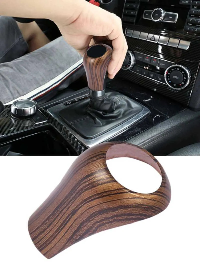 New New Car Gear Shift Knob Cover Trim Wood Grain Style Car Interior Shift