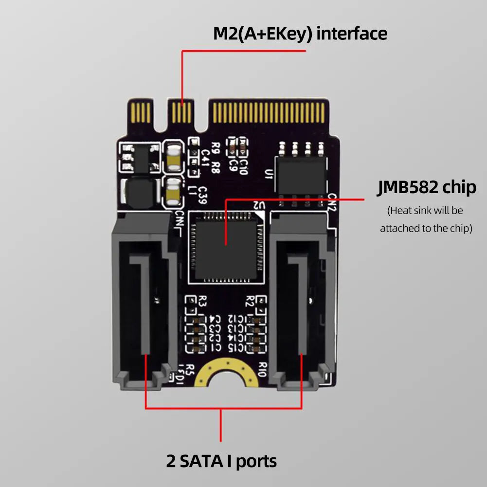 NewM2 To SATA3.0 Adapter Card PCI-E3.0 KEY A + E WIFI M.2 To SATA JMB582 Ch