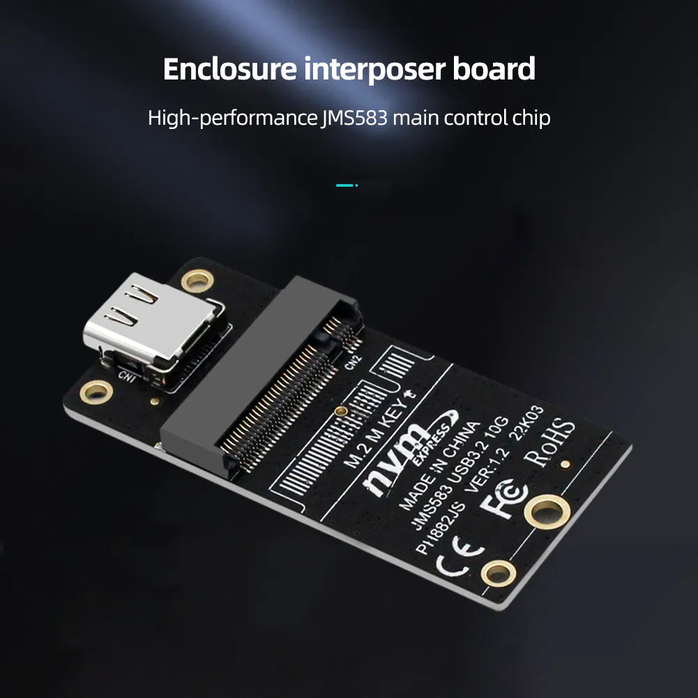 NewM.2 To Type-C SSD Enclosure Adapter NVME HDD Enclosure Interposer Board