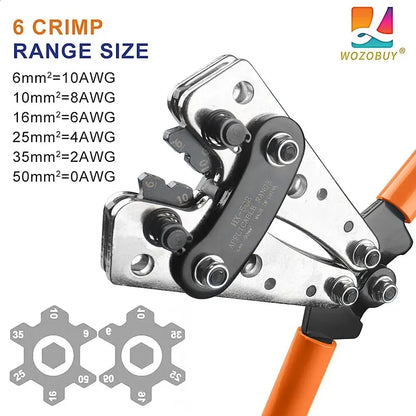 New Crimping Pliers 650mm²AWG 1010 Tube Terminal Crimper Hex Crimp Tool Bat