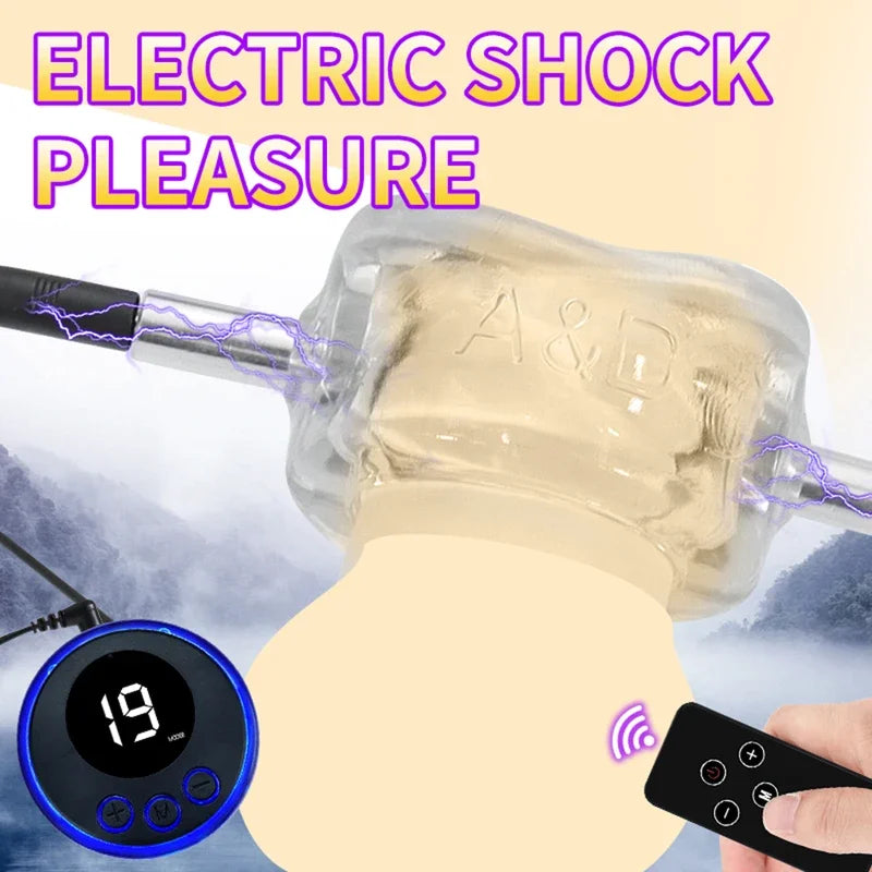 Gtooza8 Modes Electric Shock Men’S Lock Scrotum Stretcher Penis Ring Vibration eskin Tightening Mens Rings Sex Toys  Cuples gtooza.com