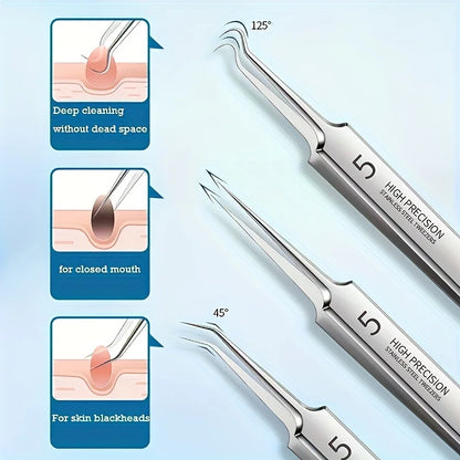 8 Pieces Stainless Steel Blackhead Removal Tool Set, Blackhead Clip, Tweezers, Beauty Facial Blackhead Remover, Acne Needle Tool