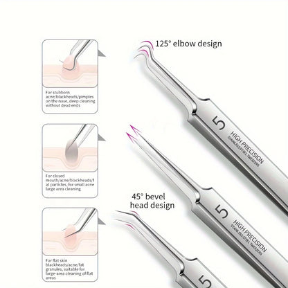 8 Pieces Stainless Steel Blackhead Removal Tool Set, Blackhead Clip, Tweezers, Beauty Facial Blackhead Remover, Acne Needle Tool