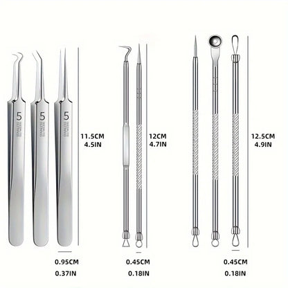 8 Pieces Stainless Steel Blackhead Removal Tool Set, Blackhead Clip, Tweezers, Beauty Facial Blackhead Remover, Acne Needle Tool