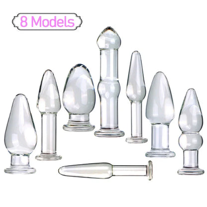 8 model Crystal anal beads Pyrex glass buttplug dildo ball anus plugs prostate massager sex toys  adult products Women Men