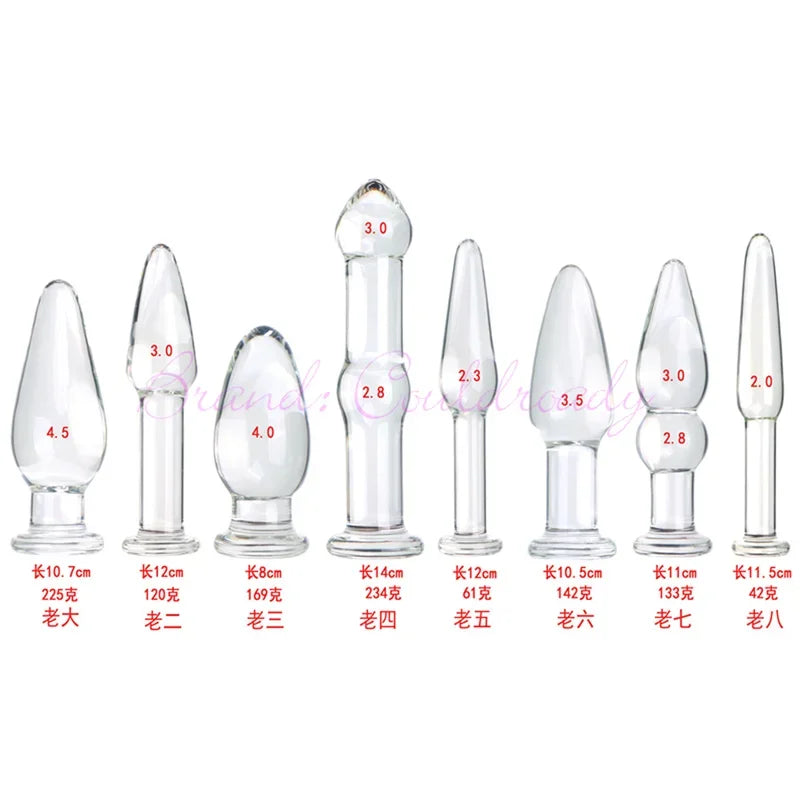 8 model Crystal anal beads Pyrex glass buttplug dildo ball anus plugs prostate massager sex toys  adult products Women Men