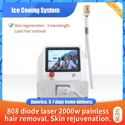 808nm Ice platinum diode 2025 The latest laser hair removal machine 755 808 1064nm 3-wavelength efficient painless ice point tre