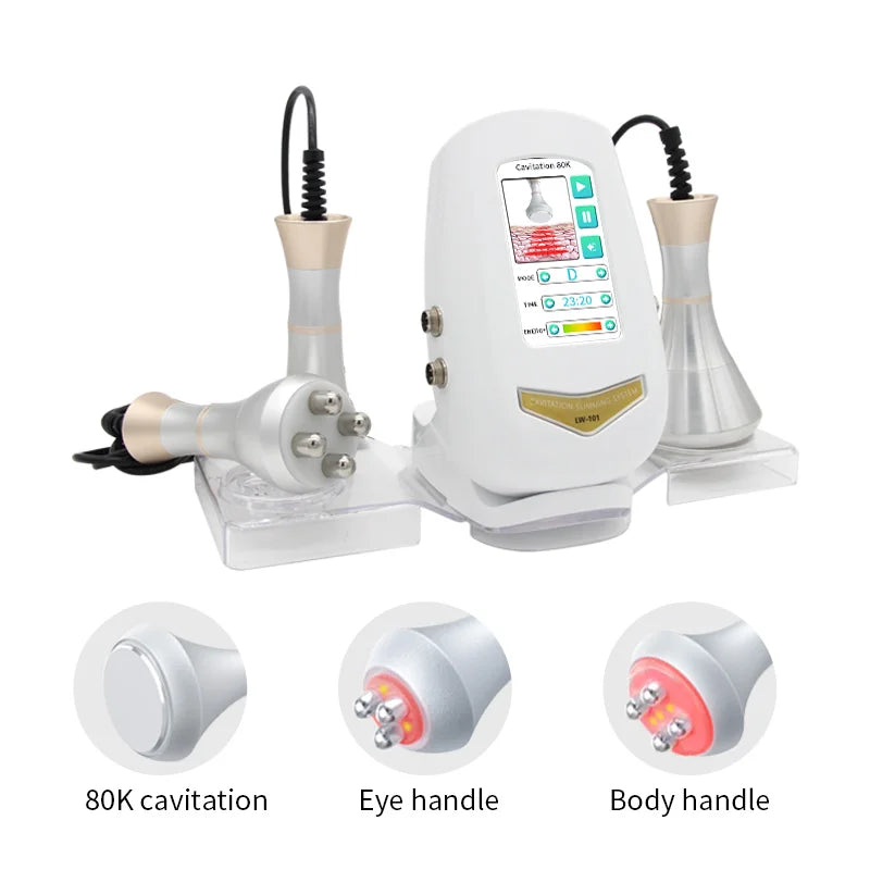 80K Cavitation Ultrasonic 3IN1 Body Slimming Beauty Machine Weight Loss Skin Lifting Tighten Anti-wrinkle Massager Skin Care