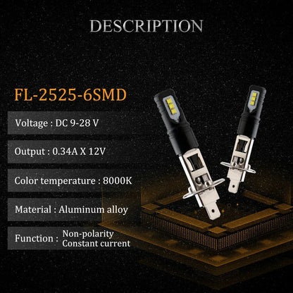 New2x H1 160W 6000K 6000LM Super Bright White DRL LED Headlight Bulb Kit Hi