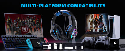 Gaming Headset for PC, Ps5, Switch, Mobile, Gaming Headphones for Nintendo with Noise Canceling Mic, Deep Bass Stereo Sound