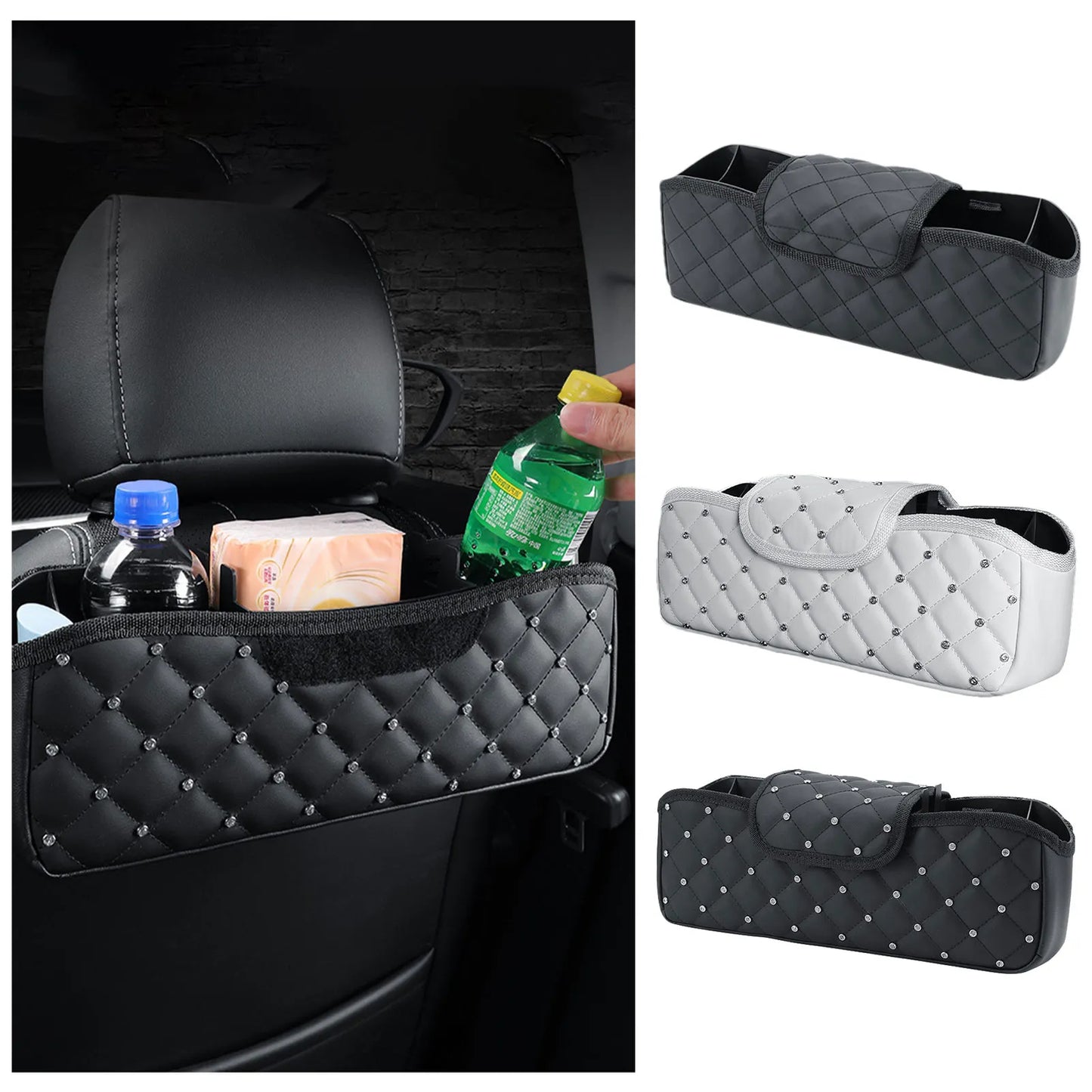 New Auto Interior Seat Back Organizer Multifunctional Leather Car Organizer