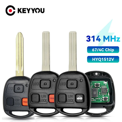 KEYYOU Remote Key 3 Buttons 315Mhz 4C Chip For Lexus GX470 LX470 2003-2008