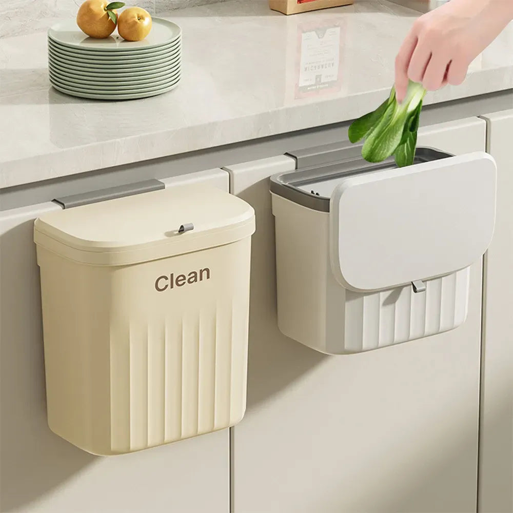 New Kitchen Trash Can Wall Mounted Hanging Trash Bin With Lid Garbage Can f