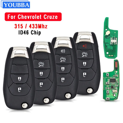 YOUBBA 2/3/4 Buttons Remote key for Chevrolet Aveo Cruze Malibu ID46 Chip 3