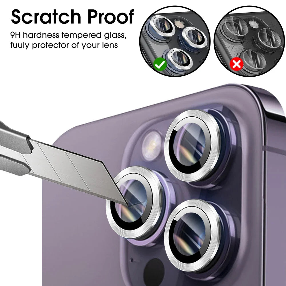 8K HD Camera Lens Protector Tempered Glass For iPhone 16 Pro Max Metal Ring Full Cover Clear Film For iPhone 16 Pro 16Pro