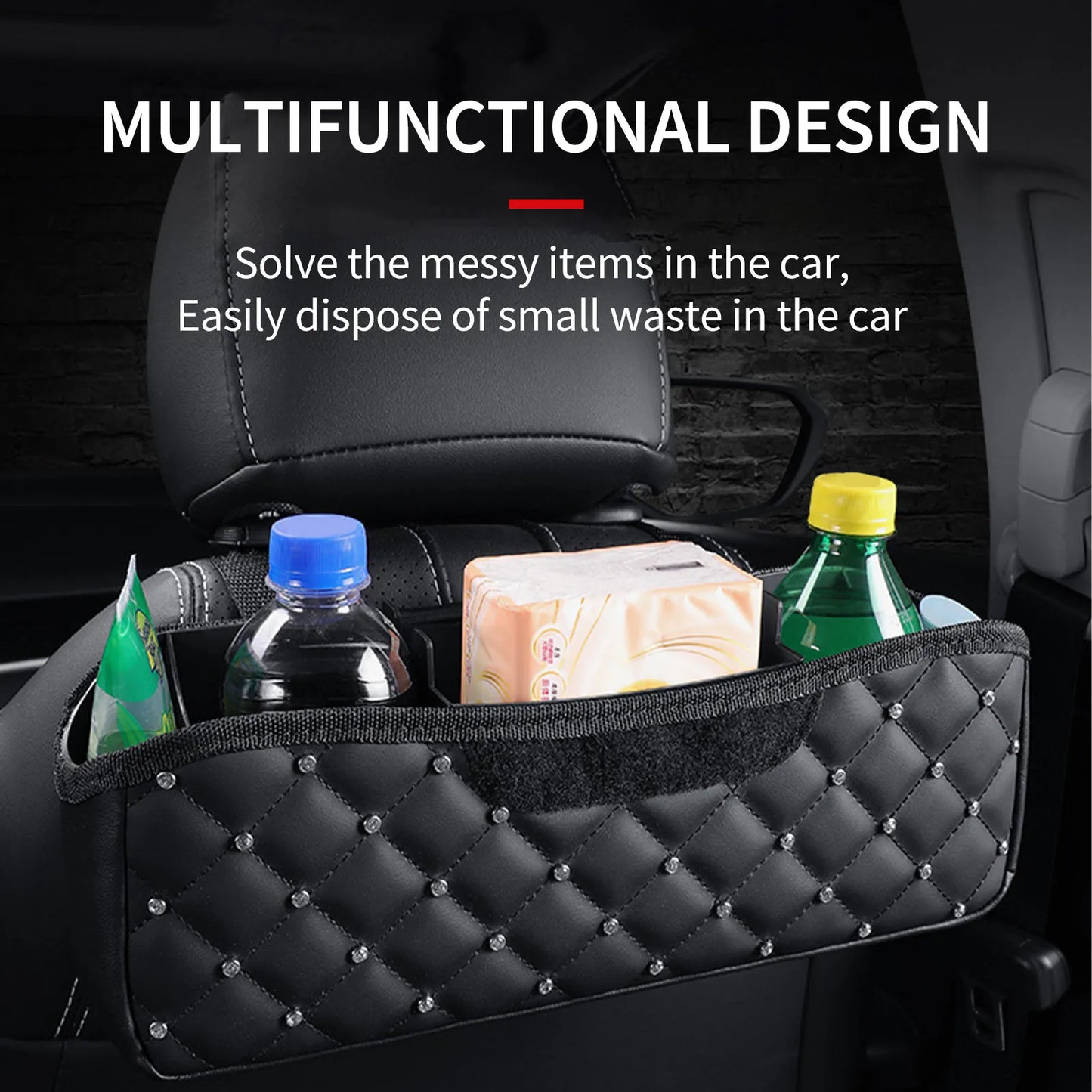 New Auto Interior Seat Back Organizer Multifunctional Leather Car Organizer