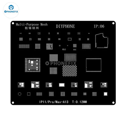 NewDIYPHONE Black Steel BGA Reballing Stencil for IPhone 15 14 13 12 11 XS