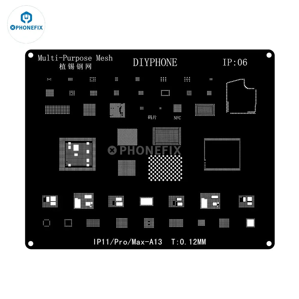 NewDIYPHONE Black Steel BGA Reballing Stencil for IPhone 15 14 13 12 11 XS