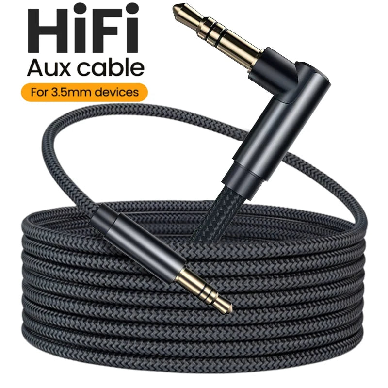 90 Degree Elbow Aux Speaker Cable 3.5mm Jack Audio Cables  Samsung Xiaomi Huawei MP3/4 Video Male To Male Adapter Wire