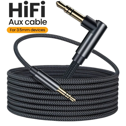 90 Degree Elbow Aux Speaker Cable 3.5mm Jack Audio Cables  Samsung Xiaomi Huawei MP3/4 Video Male To Male Adapter Wire