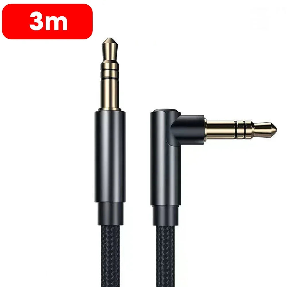 90 Degree Elbow Aux Speaker Cable 3.5mm Jack Audio Cables  Samsung Xiaomi Huawei MP3/4 Video Male To Male Adapter Wire