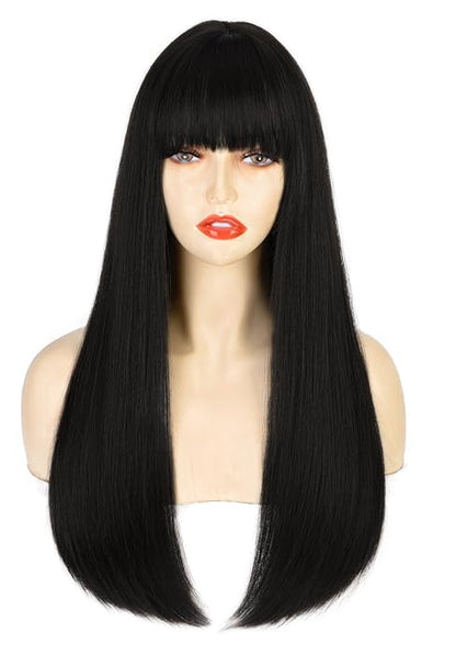 Blonde Wig with Bangs, Long Straight Wigs for Women Natural Hair Wigs Synthetic Blonde Wigs for Girls Daily Party Halloween Cosplay Wig 22 Inch