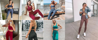 Workout Sets for Women 2 Piece High Waisted Seamless Leggings with Padded Stretchy Sports Bra Sets Gym Clothes gtooza.com