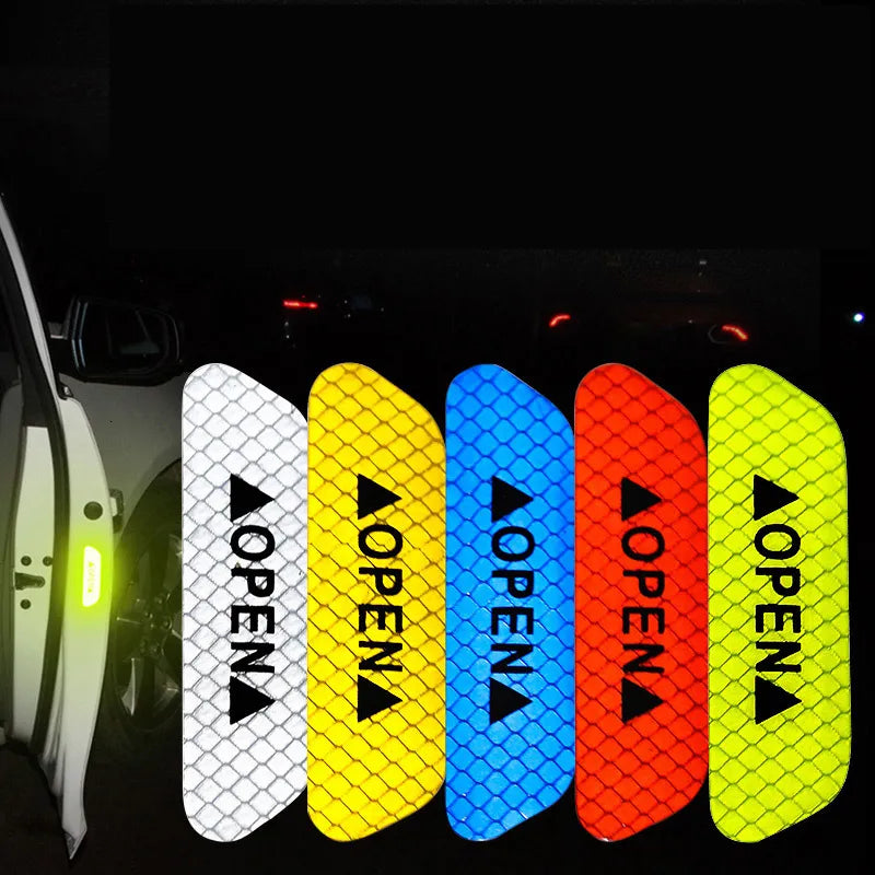 New 4PCS Open Reflective Tape Warning Mask Sticker Improve Night Visibilty