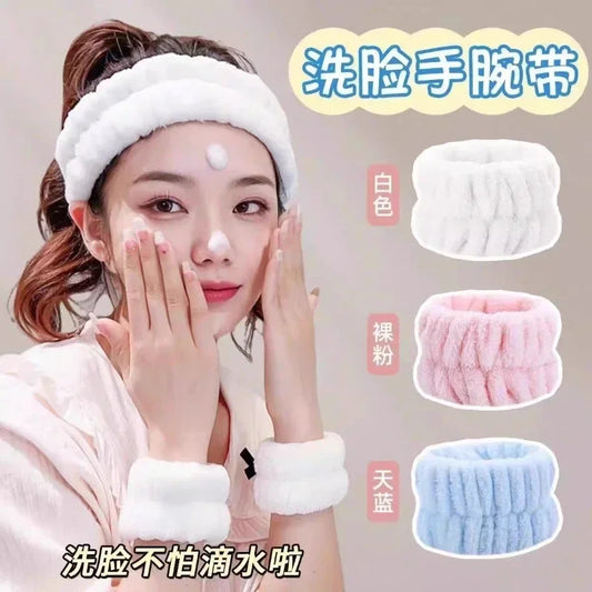 A set Face Wash Wristbands Facial Makeup Remover Washing Face Wrist Band Spa Yoga Running Absorbent Sweat Skin Care Tools Set