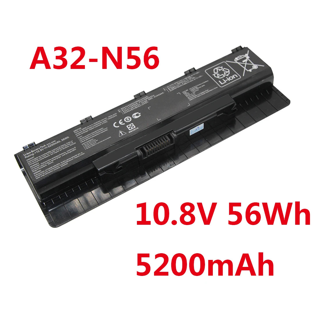 PC A32-N56 5200mAh Laptop Battery  ASUS N46 N46V N46VJ N46VM N46VZ N56 N56V N56D N56VJ N56VM N76 N76VZ A31-N56 A33-N56 A32-N46