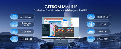 PCGEEKOM Mini PC Mini IT12, 12th Gen Intel i7-12650H NUC12 Mini Computers(1