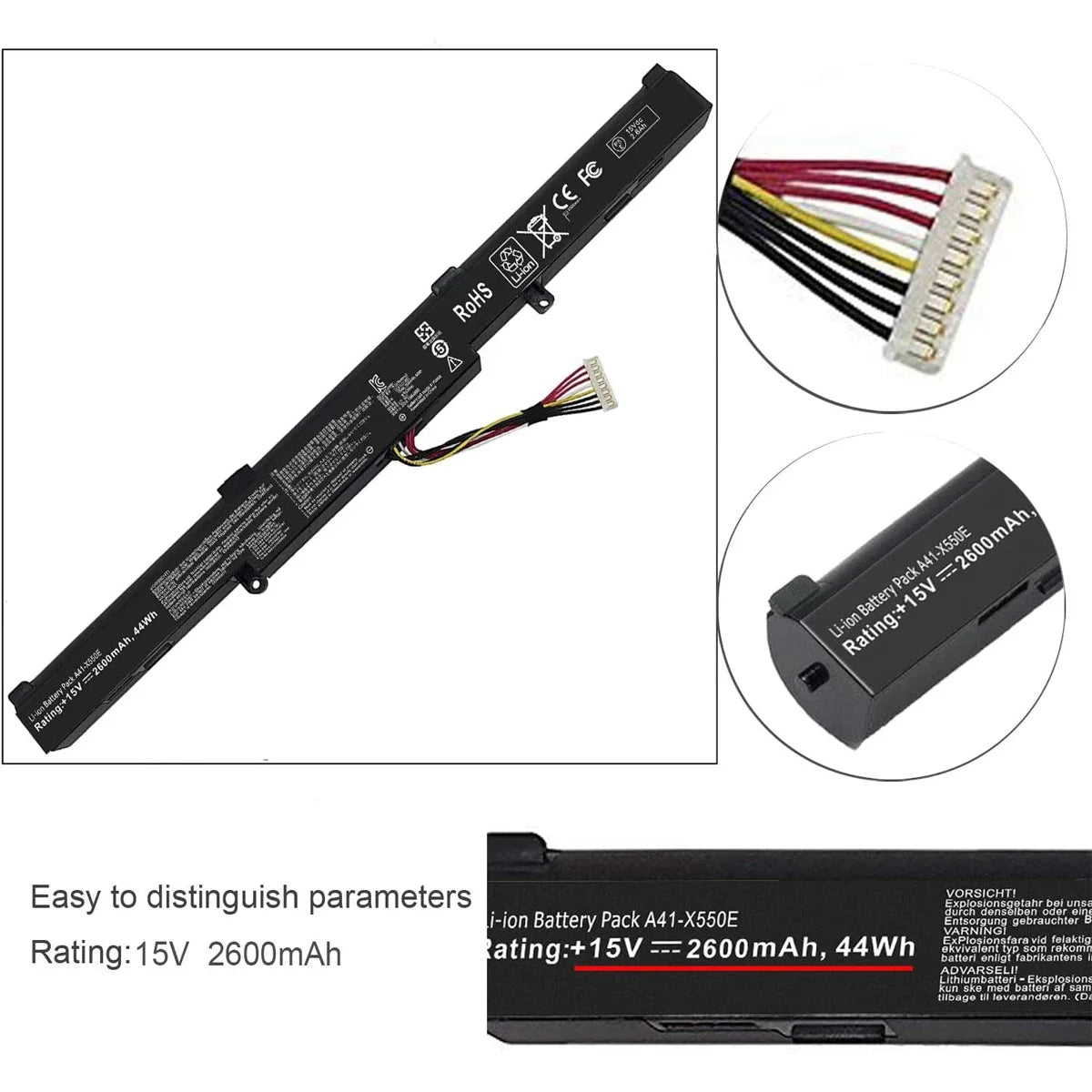 PC A41-X550E 15V 44Wh Laptop Battery  ASUS X450 X450E X450J X450JF X751M X751MA X751L X750JA A450J A450JF A450E F450C F450V