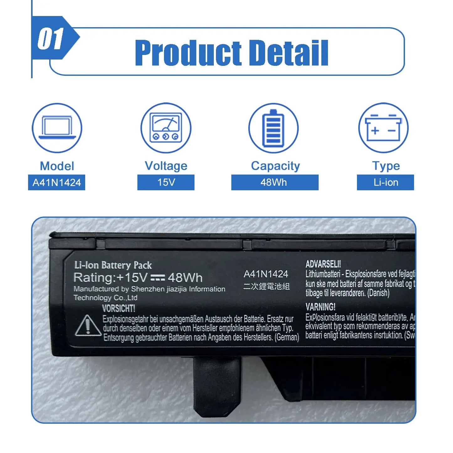 PC A41N1424 Laptop Battery  ASUS ROG FX-Plus/PRO ZX50 ZX50J ZX50JX ZX50V ZX50VW GL552 GL552J GL552JW GL552V GL552VW FZ50 FX50VW