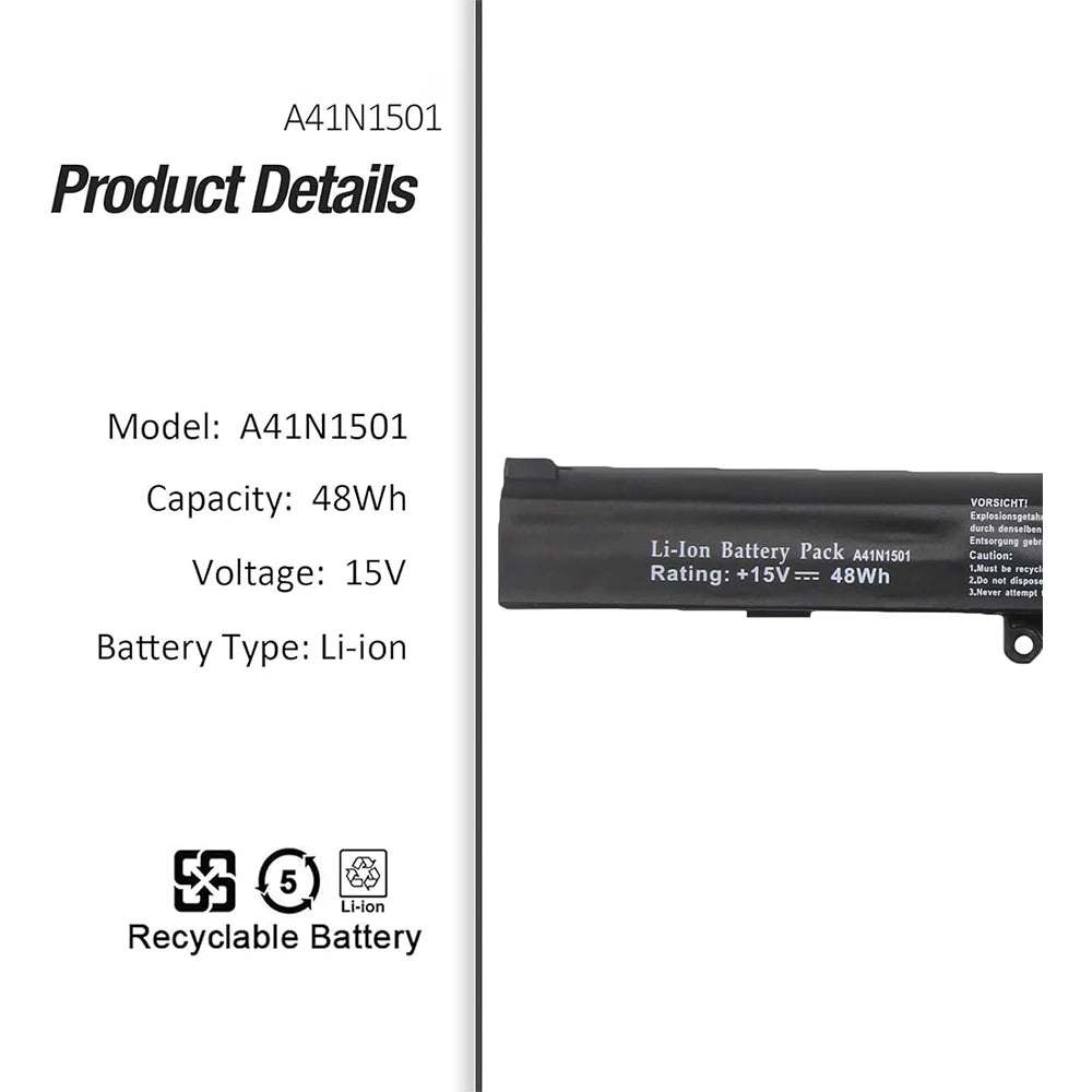 PC A41N1501 Battery 15V 48Wh  ASUS ROG G752VW GL752VL GL752VW N752VW N552V N552VX N752V Series A41LK9H L41LK2H 0B110-00360000