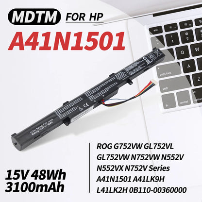 PC A41N1501 Laptop Battery  Asus Rog G752VW GL752 GL752JW GL752V GL752VLM GL752VW GL752VW-DH74 GL752VWM N552 N552V N552VW N752